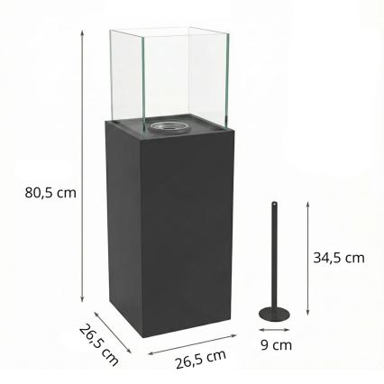 Bio-Kamin ALICANTE 26,5x80,5 cm 2kW schwarz