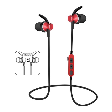 Bluetooth-Kopfhörer mit Mikrofon und MicroSD-Player schwarz/rot