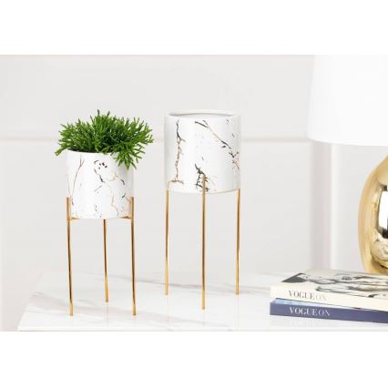Blumenständer NILA 32,5x13 cm weiß/gold