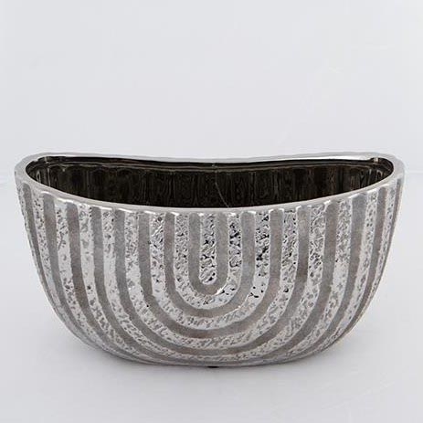 Blumentopf 28x14,5 cm silbern/braun