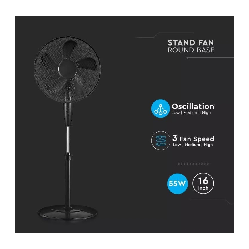 Bodenventilator d. 43 cm 55W/230V schwarz