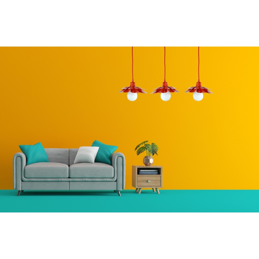 Bohemia-Design - Hängeleuchte an Kabel 1xE27/60W/230V rot