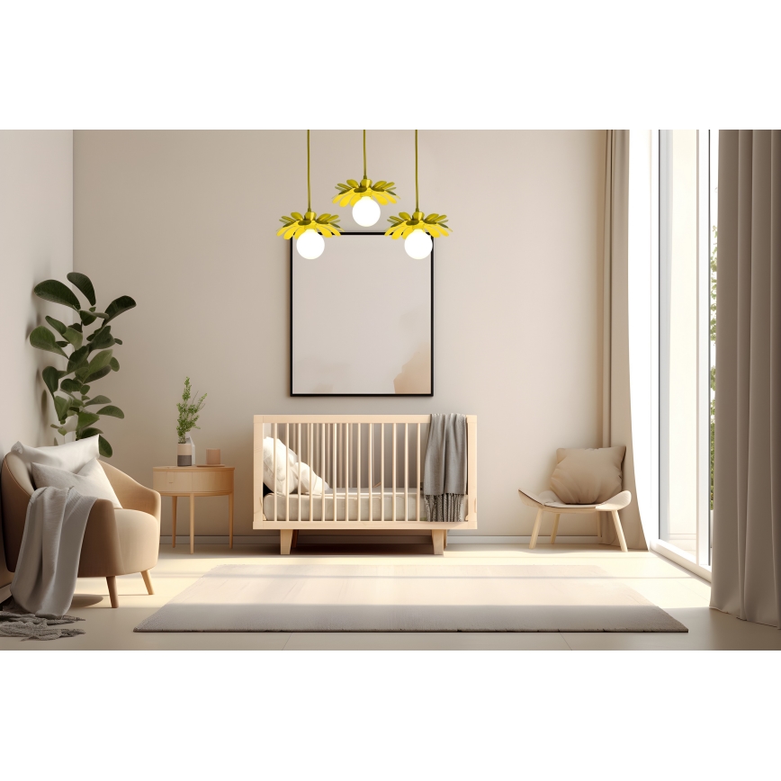 Bohemia-Design - Hängeleuchte mit Kabel 1xE27/60W/230V gelb