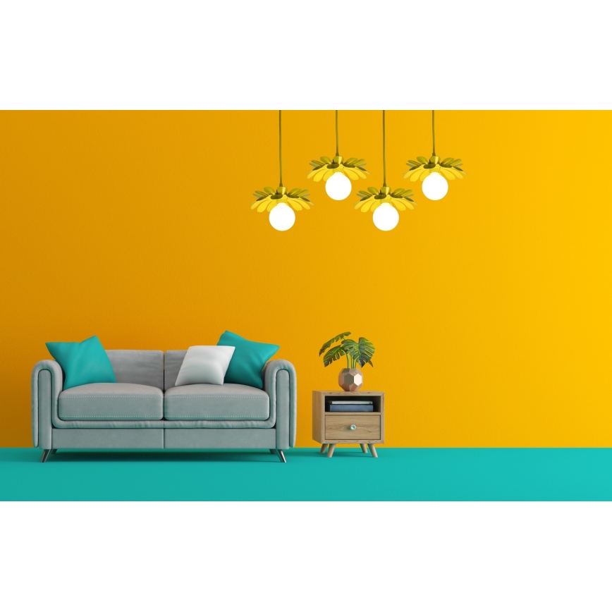 Bohemia-Design - Hängeleuchte mit Kabel 1xE27/60W/230V gelb
