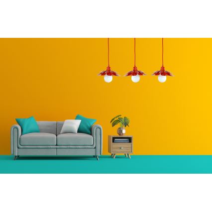 Bohemia-Design - Pendelleuchte an Kabel 1xE27/60W/230V rot