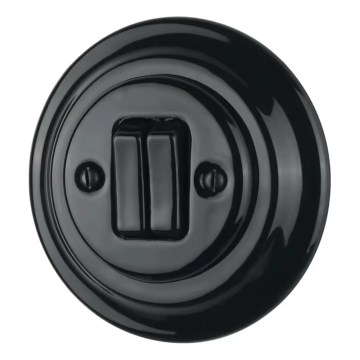 Bohemia-Design - Porzellan-Retro-Doppelschalter mit Rahmen Nr. 6+6, schwarz