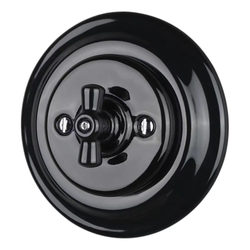 Bohemia-Design - Porzellan-Retro-Drehschalter mit Rahmen Nr. 1, schwarz