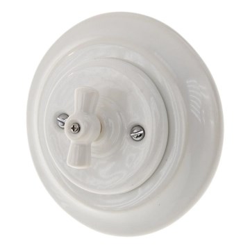 Bohemia-Design - Porzellan-Retro-Drehschalter mit Rahmen Nr. 5 weiß