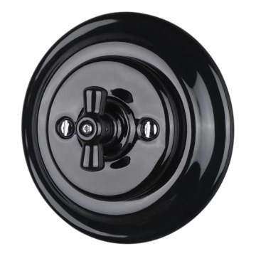 Bohemia-Design - Porzellan-Retro-Drehschalter mit Rahmen Nr. 7, schwarz