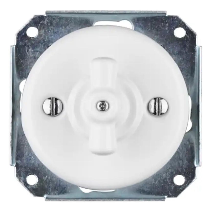 Bohemia-Design - Porzellan-Retro-Drehschalter, rahmenlos, Nr. 1, weiß