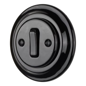 Bohemia-Design - Porzellan-Retro-Einfachschalter mit Rahmen für Klingel, schwarz