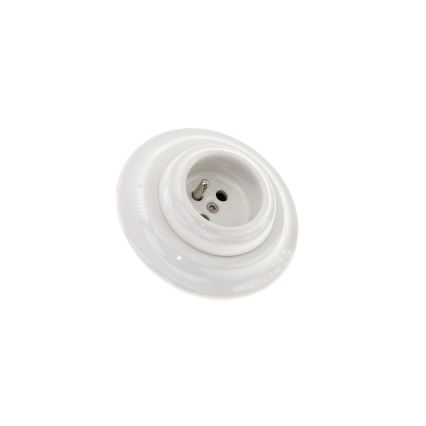 Bohemia-Design - Porzellan-Retro-Steckdose für Hausinstallation mit Rahmen, 250 V/16 A, weiß