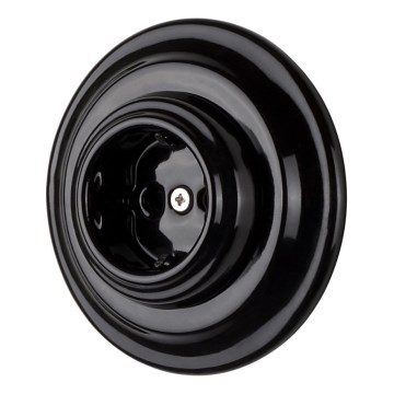 Bohemia-Design - Porzellan-Retro-Steckdose mit Rahmen, SCHUKO 250 V/16 A, schwarz