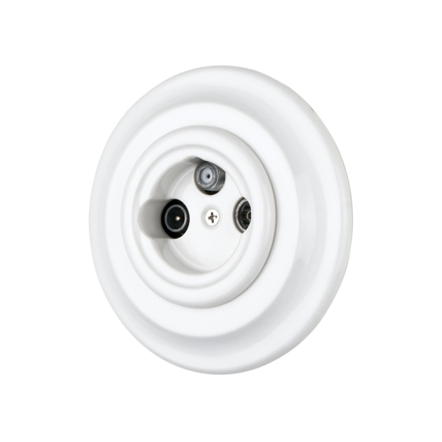 Bohemia-Design - Retro-TV/SAT-W-Dose aus Porzellan mit Rahmen, weiß