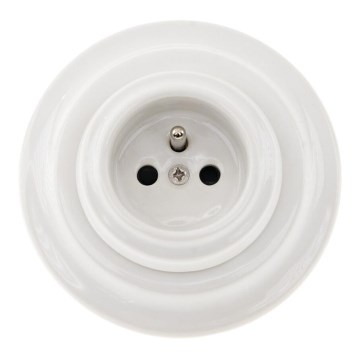 Bohemia-Design - Retro-Steckdose aus Porzellan für den Haushalt mit Rahmen, 250 V/16 A, weiß