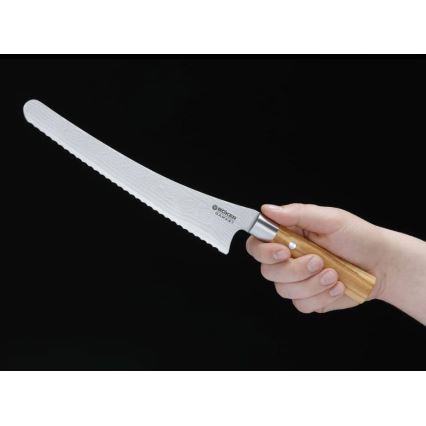 Böker - Damast-Brotmesser DAMAST OLIVE 23,5 cm Olivenholz