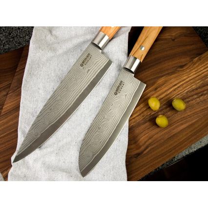 Böker - Damast-Küchenmesser DAMAST OLIVE 21,2 cm Olivenholz
