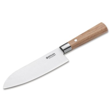 Böker - Damast-Santoku-Küchenmesser DAMAST OLIVE 17,2 cm Olivenholz