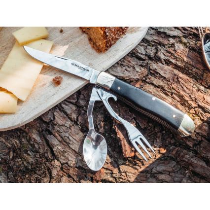 Böker - Taschenmesser mit Besteck Magnum Bon Appetite 18,7 cm Pakkaholz