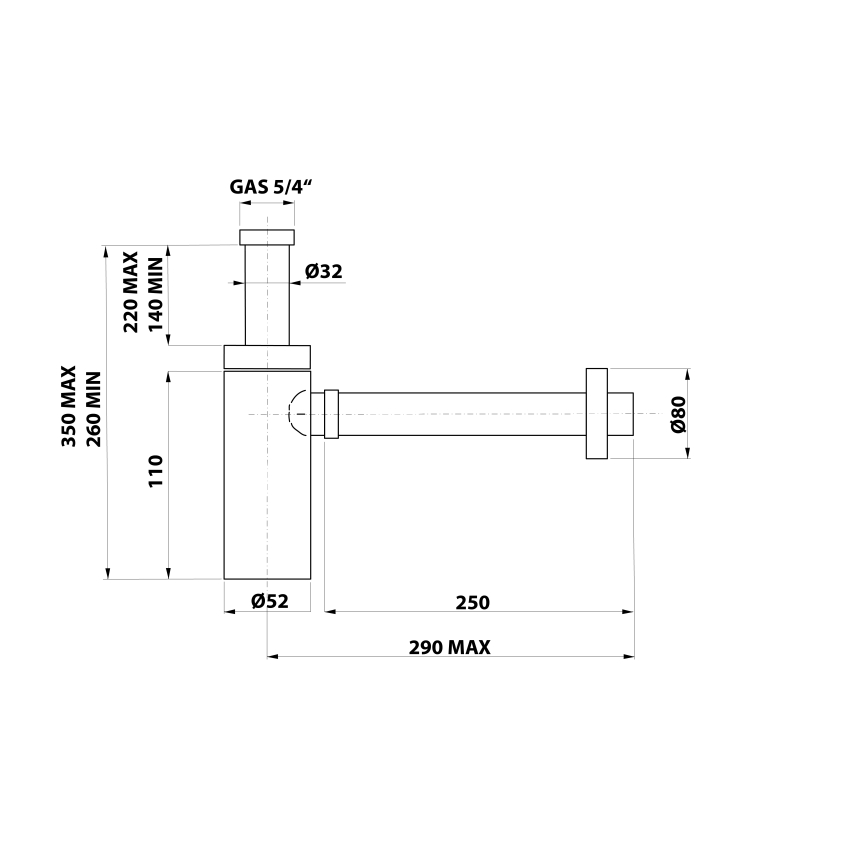 Bonomini - Waschbecken-Siphon KING, glänzender Chrom