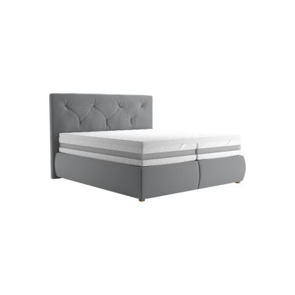 Boxspringbett ELEN 180 x 200 cm mit Matratze und Topper, grau