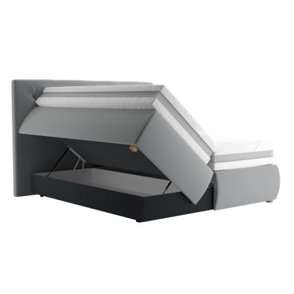 Boxspringbett ELEN 180 x 200 cm mit Matratze und Topper, grau