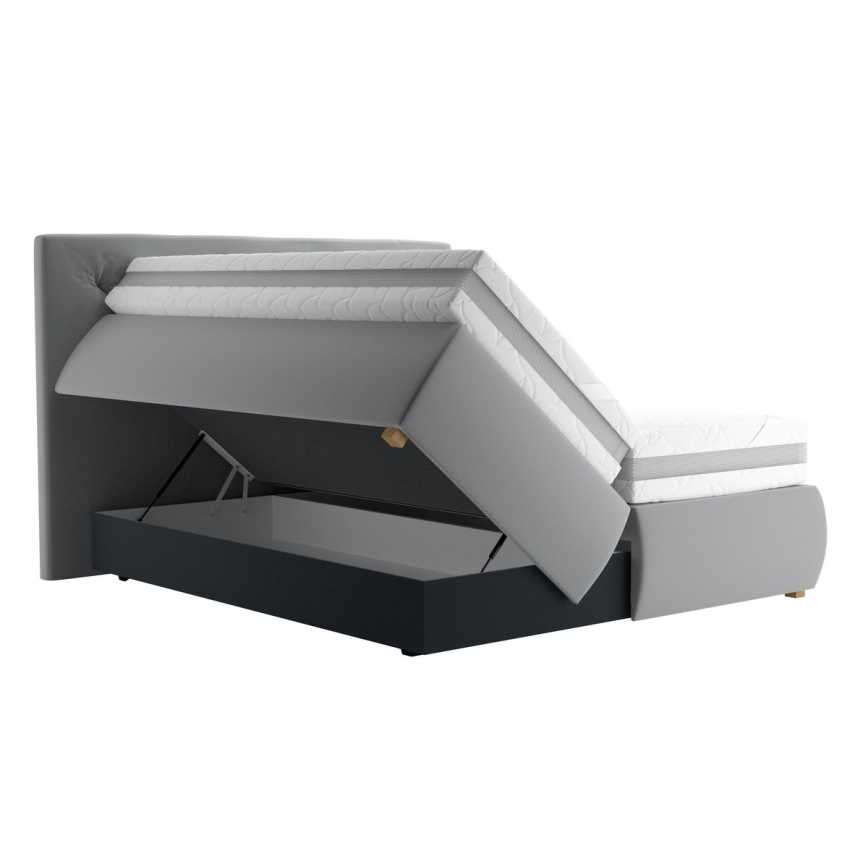 Boxspringbett ELEN 180 x 200 cm mit Matratze und Topper, grau