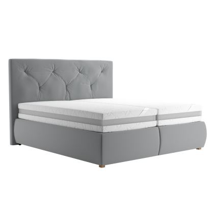 Boxspringbett ELEN 180 x 200 cm mit Matratze und Topper, grau