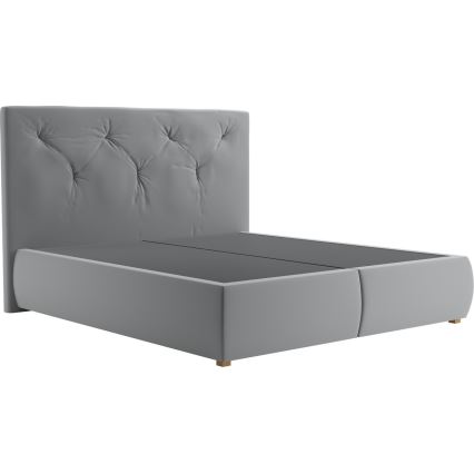 Boxspringbett ELEN 180x200 cm, grau, mit Matratze und Topper