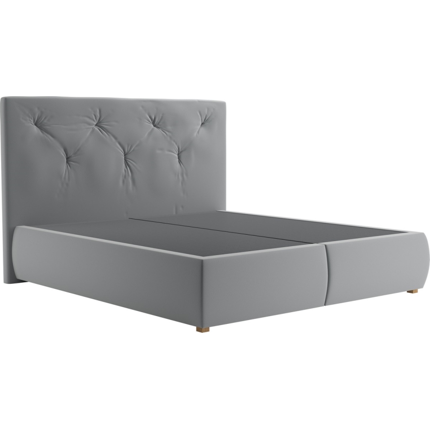 Boxspringbett ELEN 180x200 cm, grau, mit Matratze und Topper
