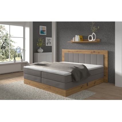Boxspringbett JASMINE 180×200 cm mit Matratzen, Topper und Stauraum, grau
