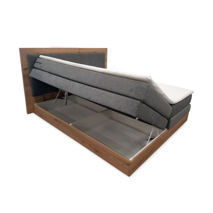 Boxspringbett JASMINE 180×200 cm mit Matratzen, Topper und Stauraum, grau
