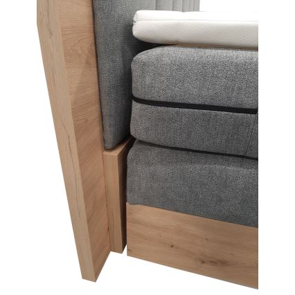 Boxspringbett JASMINE 180×200 cm mit Matratzen, Topper und Stauraum, grau