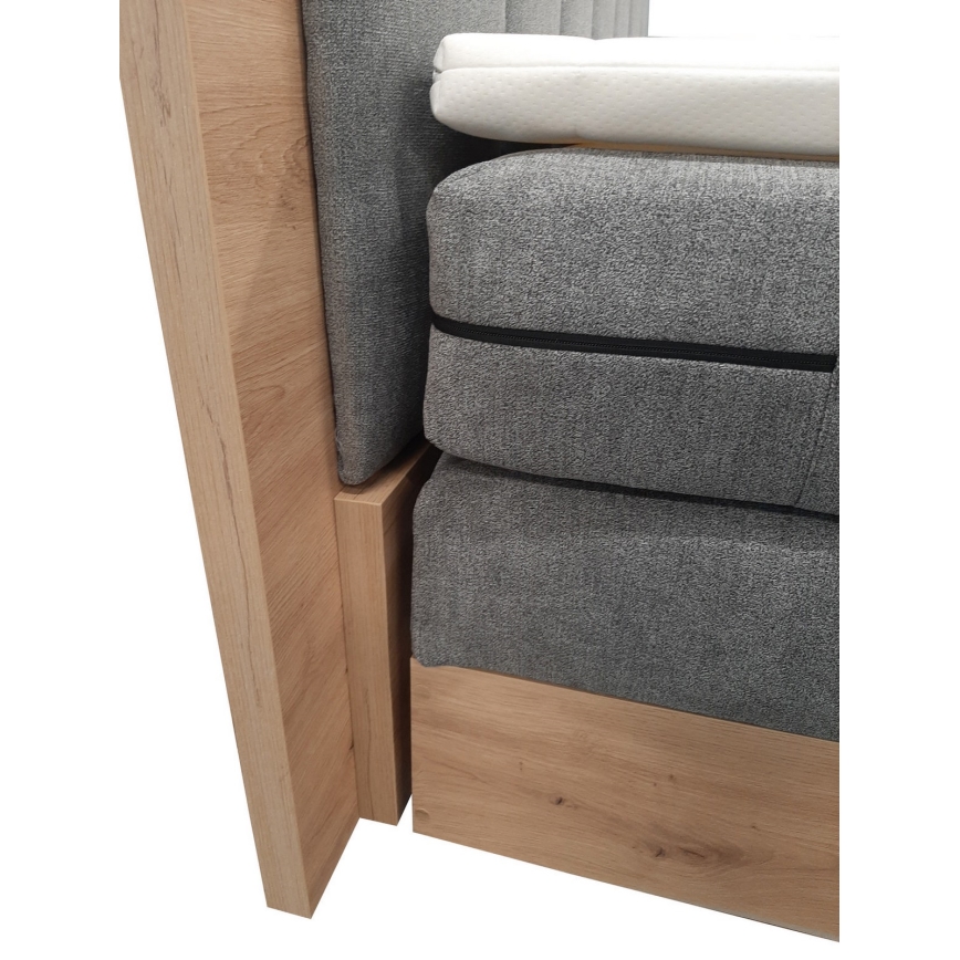 Boxspringbett JASMINE 180×200 cm mit Matratzen, Topper und Stauraum, grau