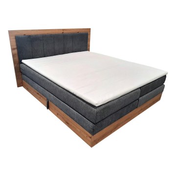 Boxspringbett JASMINE 180×200 cm mit Matratzen, Topper und Stauraum, grau
