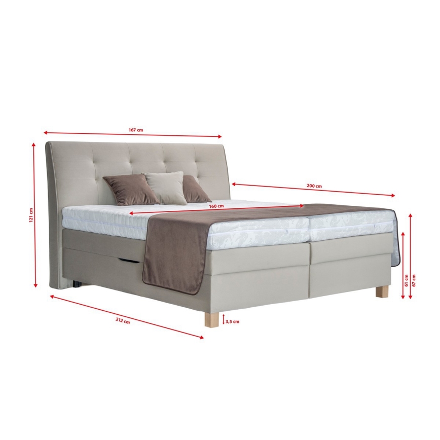 Boxspringbett mit Matratze BEA, 160 x 200 cm, beige
