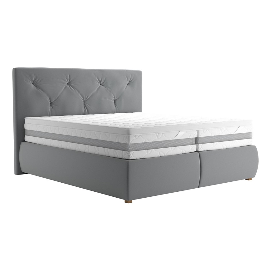 Boxspringbett mit Matratze und Topper ELEN 180x200 cm grau
