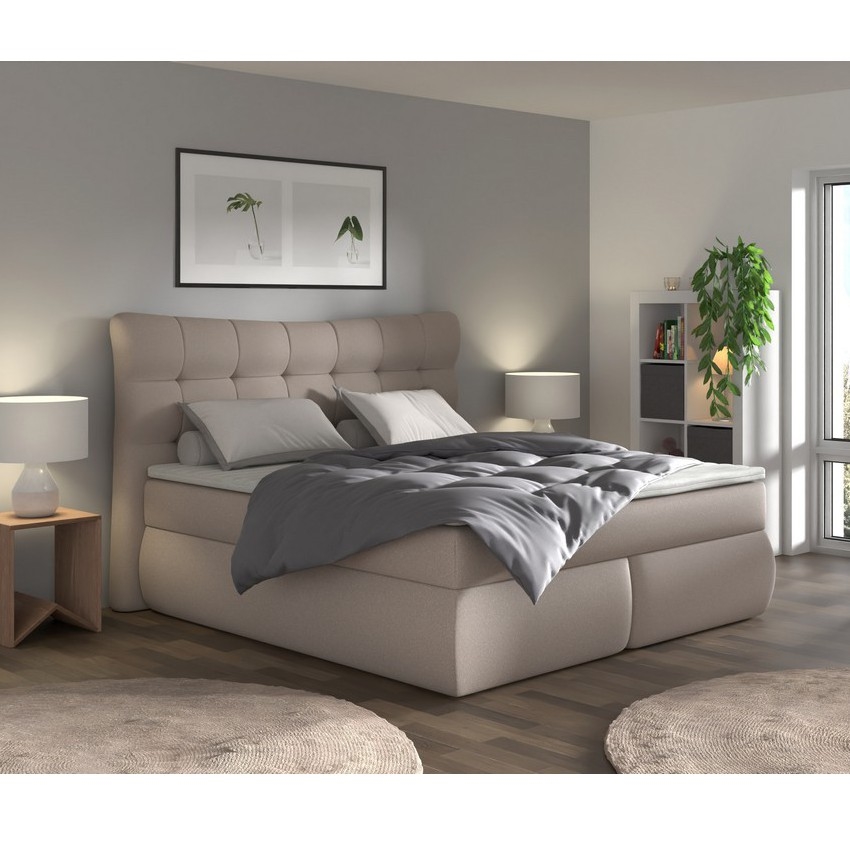 Boxspringbett mit Matratzen und Topper SOFIA 180x200 cm beige