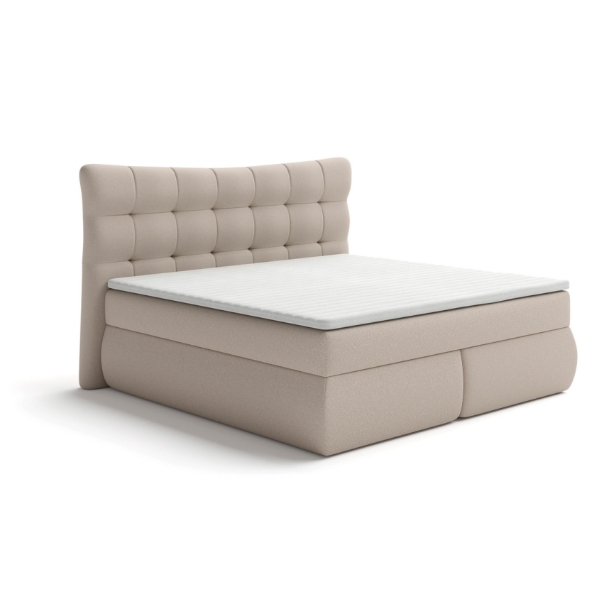 Boxspringbett mit Matratzen und Topper SOFIA 180x200 cm beige