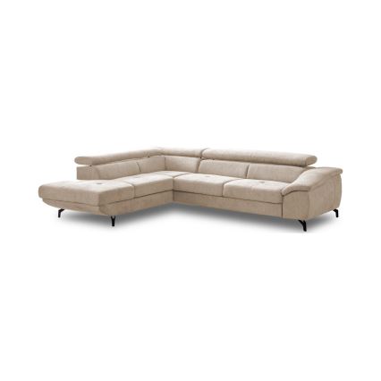 BRESCIA Ecksofa, ausziehbar mit Stauraum, L‑Form, links, Beige