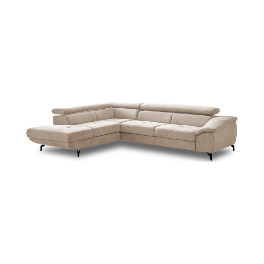 BRESCIA Ecksofa, ausziehbar mit Stauraum, L‑Form, links, Beige