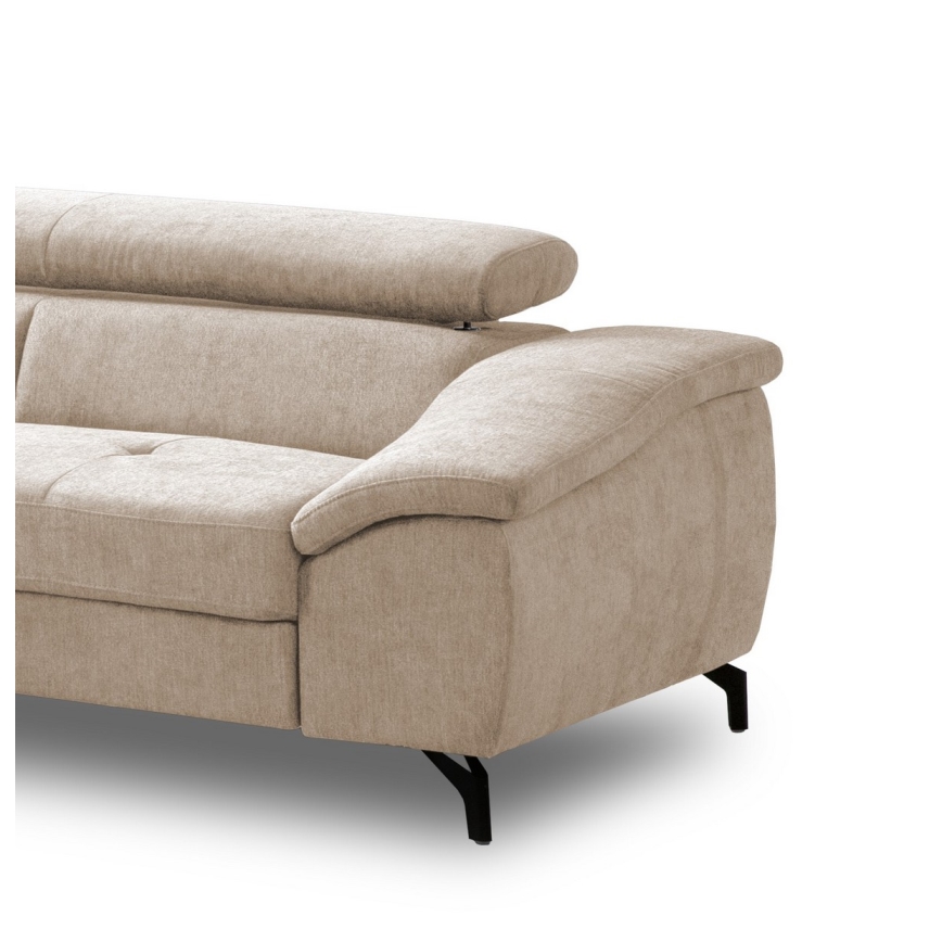 BRESCIA Ecksofa, ausziehbar mit Stauraum, L‑Form, links, Beige