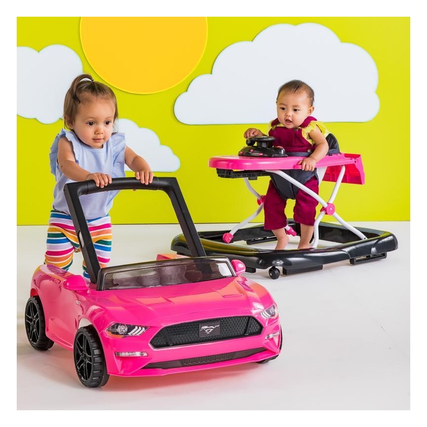 Bright Starts - 3‑in‑1 Baby-Lauflernhilfe FORD MUSTANG, Rosa