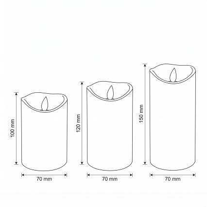 BRILAGI - 3er-Set LED-Kerzen, LED/3x AAA, cremefarben, mit Fernbedienung
