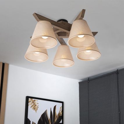 Brilagi - Anbauleuchte ANTHONY 5xE14/40W/230V Eiche/beige