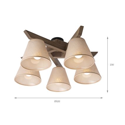 Brilagi - Anbauleuchte ANTHONY 5xE14/40W/230V Eiche/beige