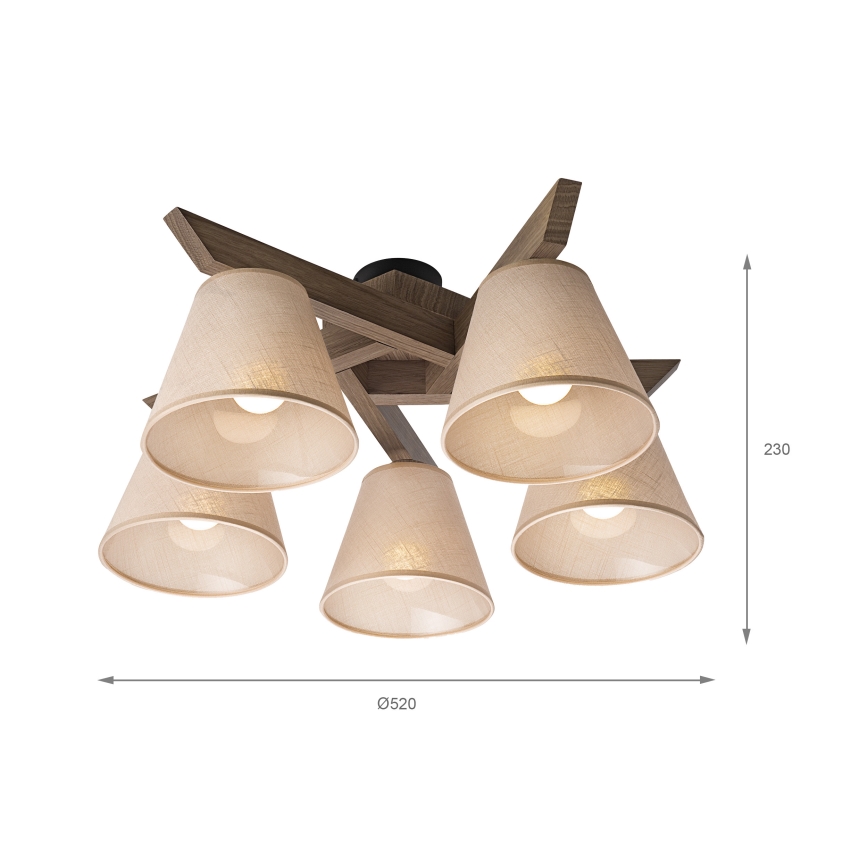 Brilagi - Anbauleuchte ANTHONY 5xE14/40W/230V Eiche/beige