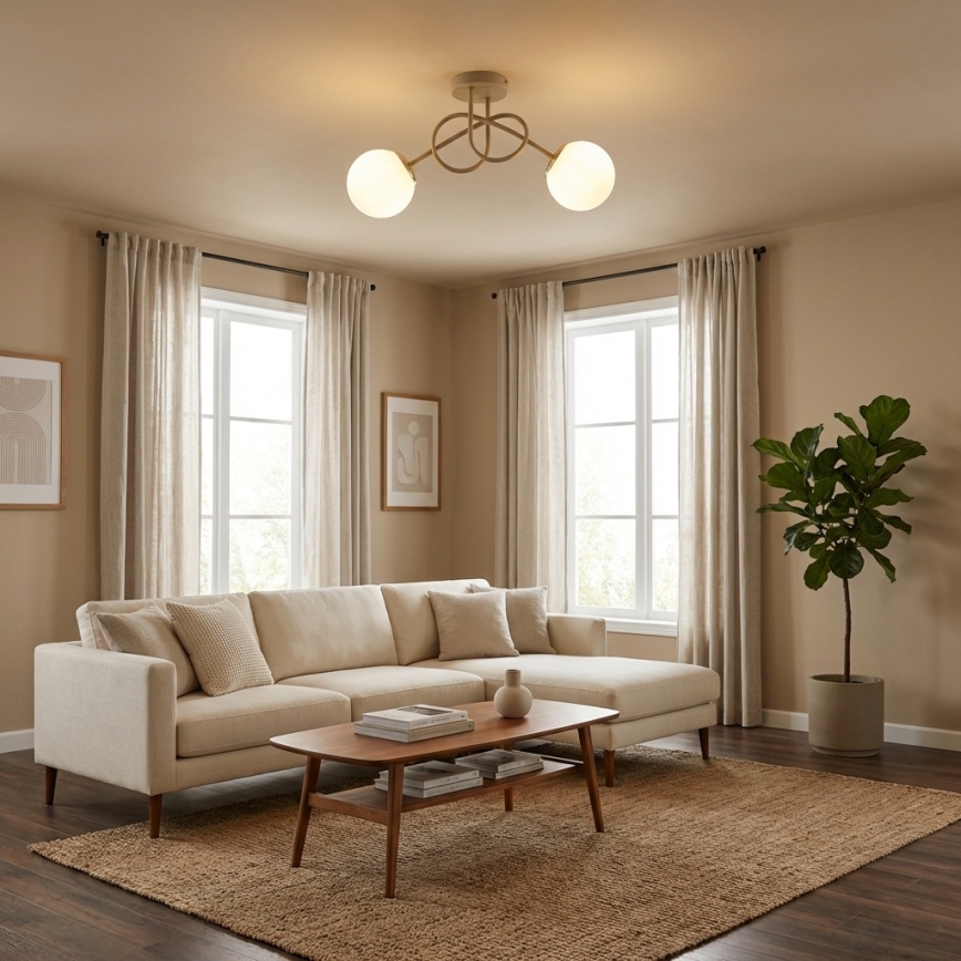 Brilagi - Aufbau-Deckenleuchte 2xE27/60W/230V, Beige/Gold