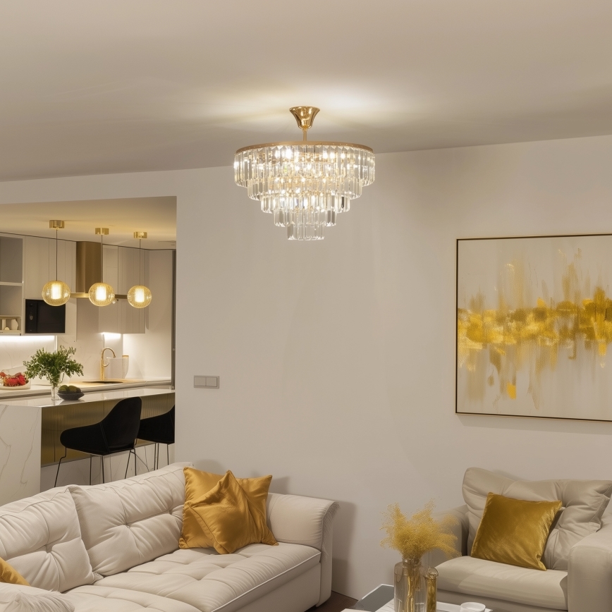 Brilagi - Aufbau-Kronleuchter CRYSTAL 5xE14/40W/230V golden