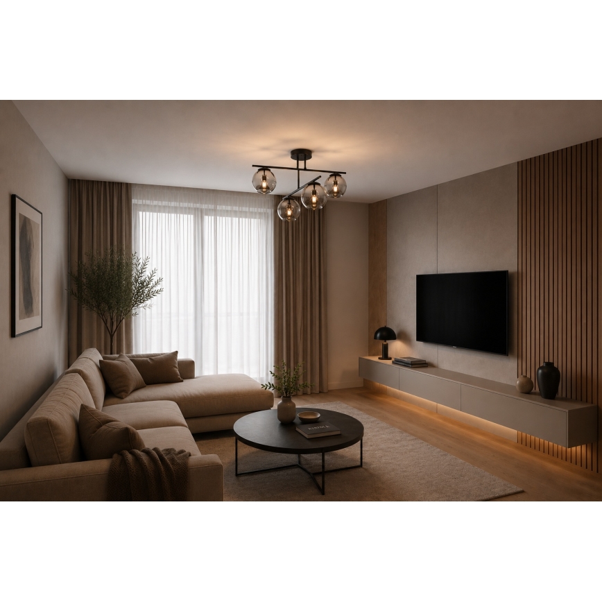 BRILAGI - Aufbauleuchte DIOR 4xE27/60W/230V schwarz/rauchgrau